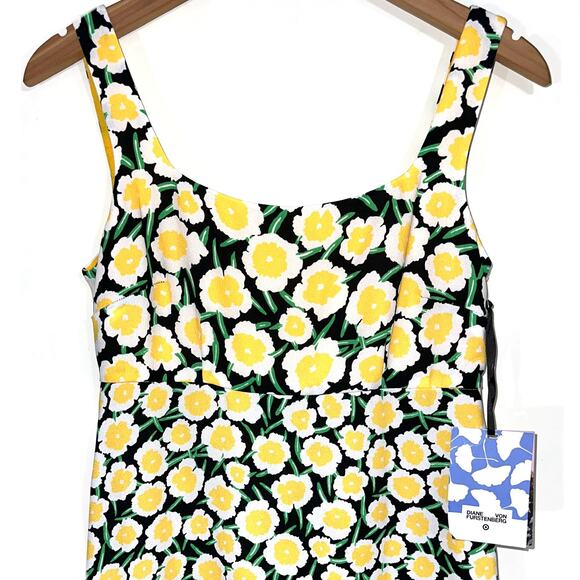 NWT Diane Von Furstenberg for Target 90s Yellow Poppy Floral Mini Dress Size 2 - Picture 4 of 13
